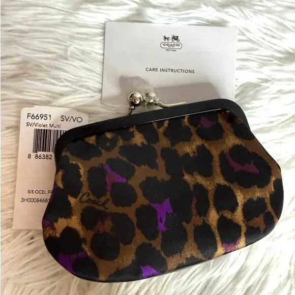 NWT Coach y2k Sis Ocelot Cheetah Kisslock Coin Purse - Picture 2 of 9